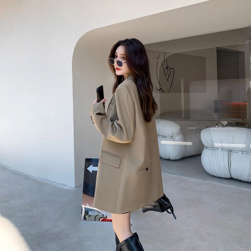 Women Streetwear Brand - Blazer hitam wanita, jaket lengan panjang