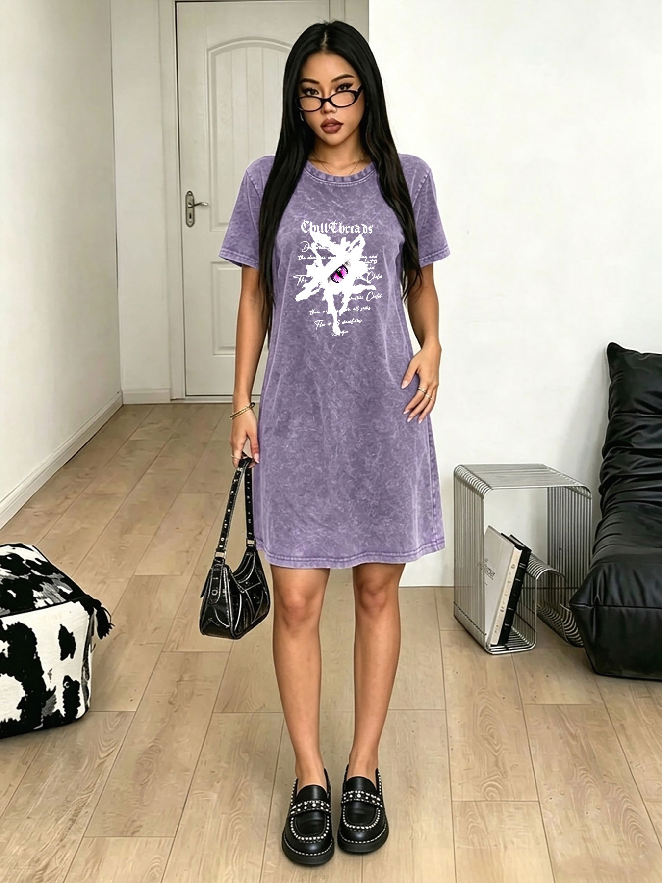 Streetwear Brand With Eye - Gaun T-Shirt Vintage Wanita, Gaun Merek