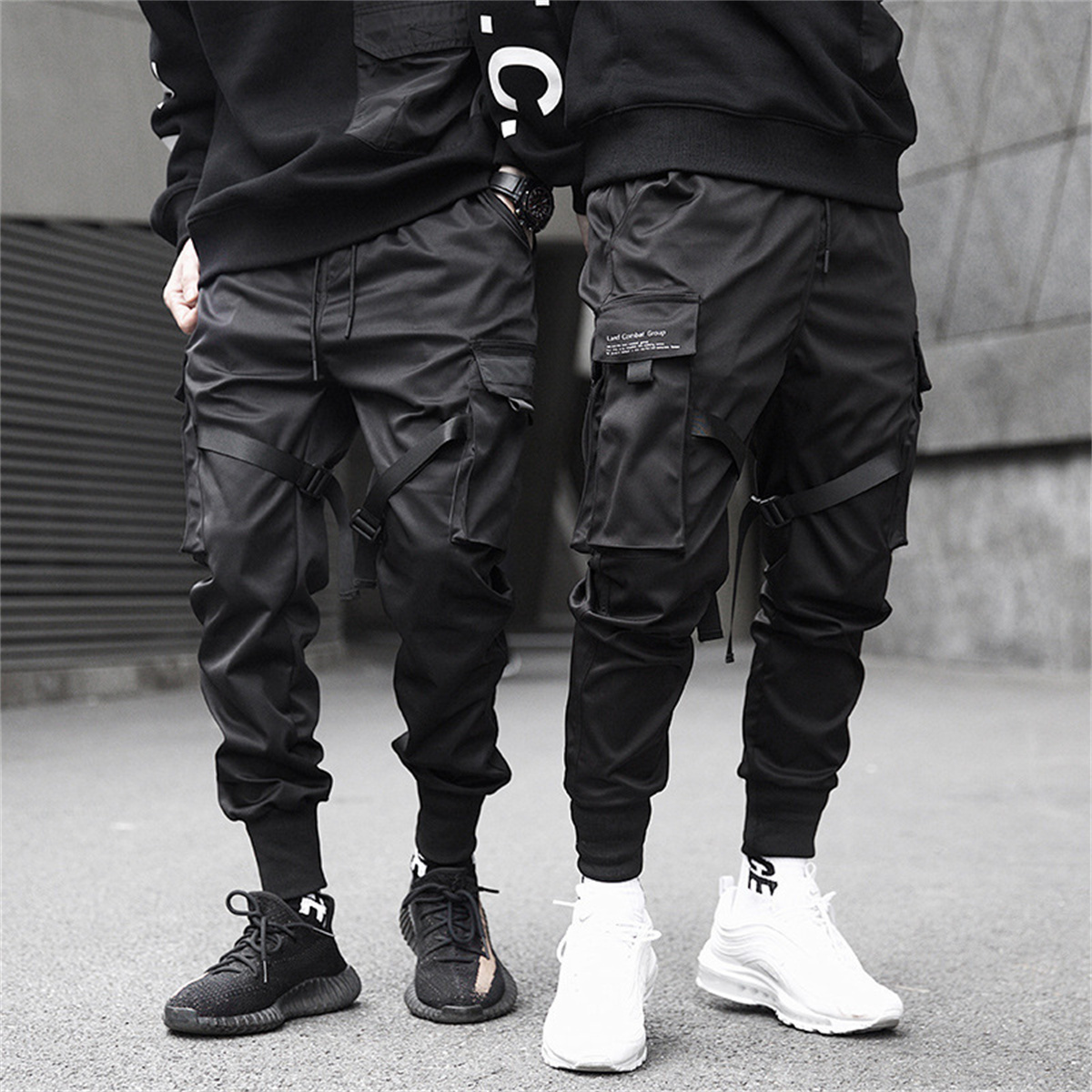 Streetwear Brand Clothing - Celana kargo hitam Hip Hop, celana
