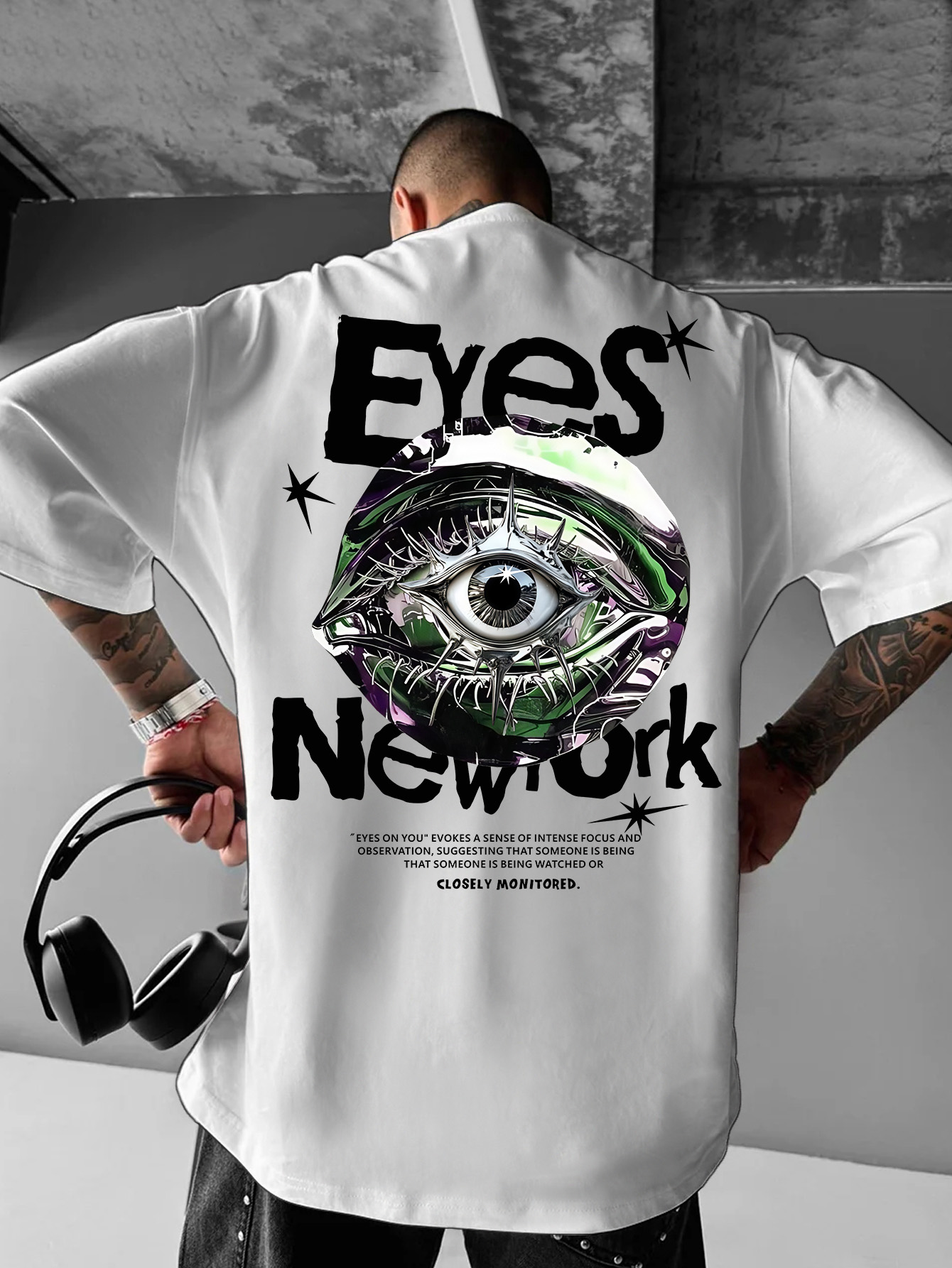 Streetwear Brand With Eye - Kaos Pria Oversize New York Gothic