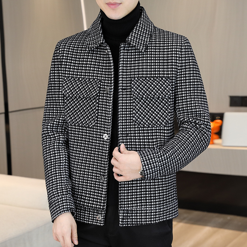 Streetwear Clothing Brands - Jaket wol kotak-kotak untuk pria, mantel