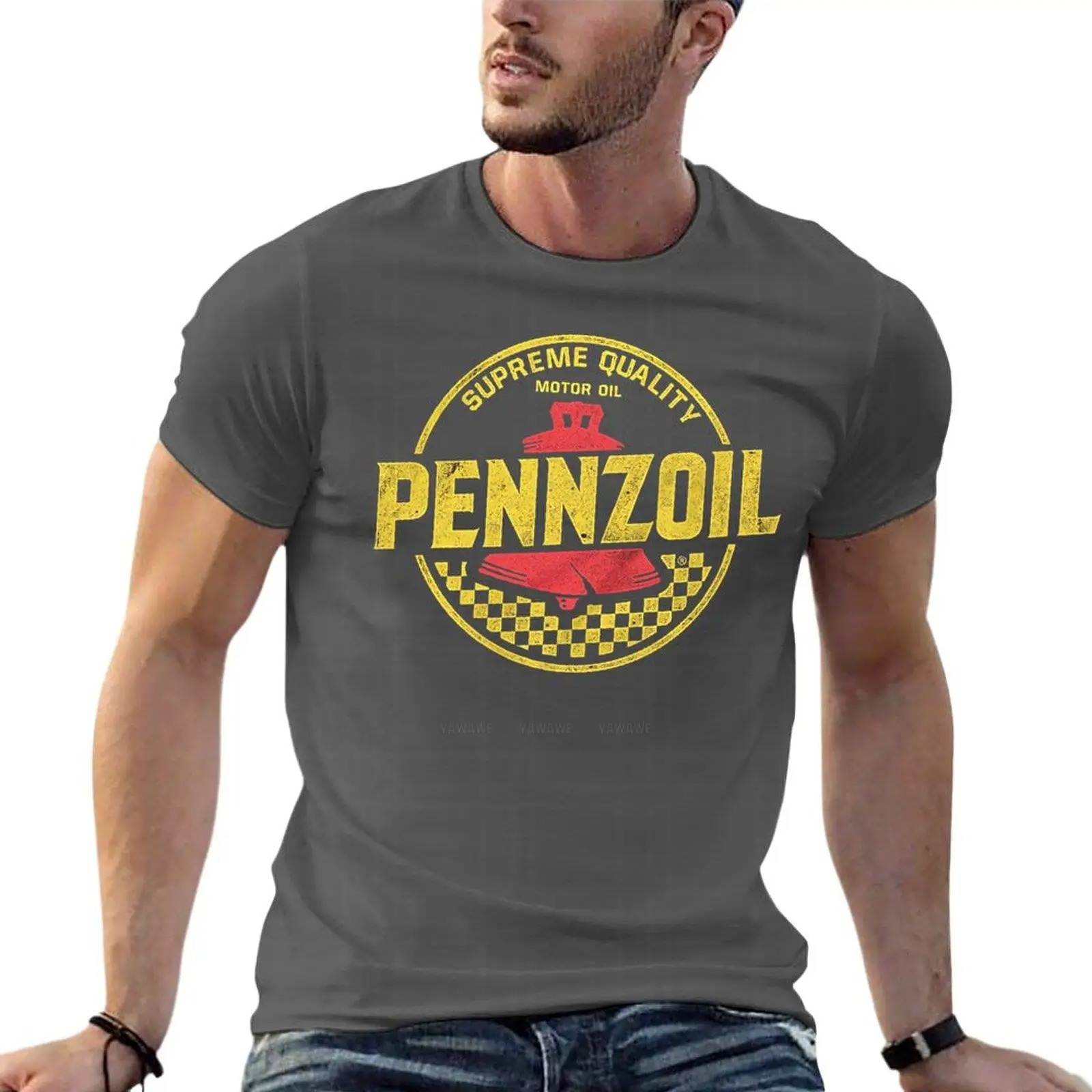Streetwear Clothing Brands - Distressed Pennzoil Logo minyak kaus ukuran