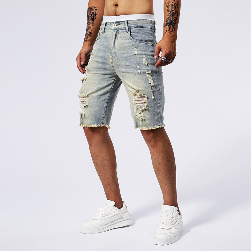 Celana Pendek Denim Robek Pria - Streetwear Brand Clothing ulasan dan harga