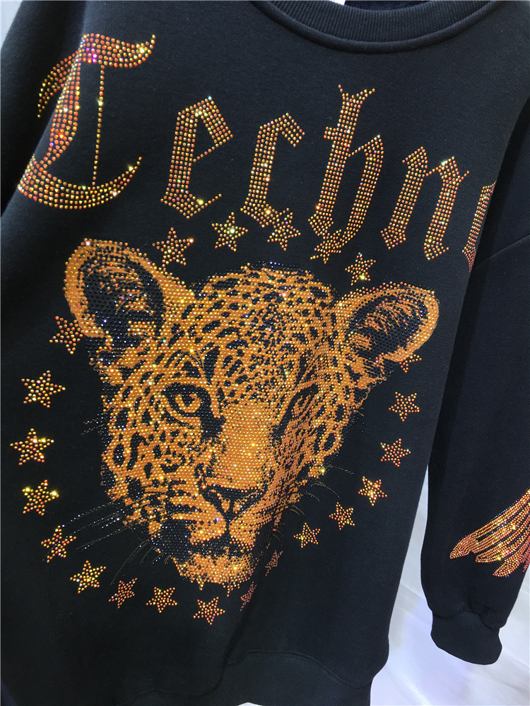 Leopard Rhinestones L-4XL Ukur - Streetwear Brand Clothing ulasan dan harga