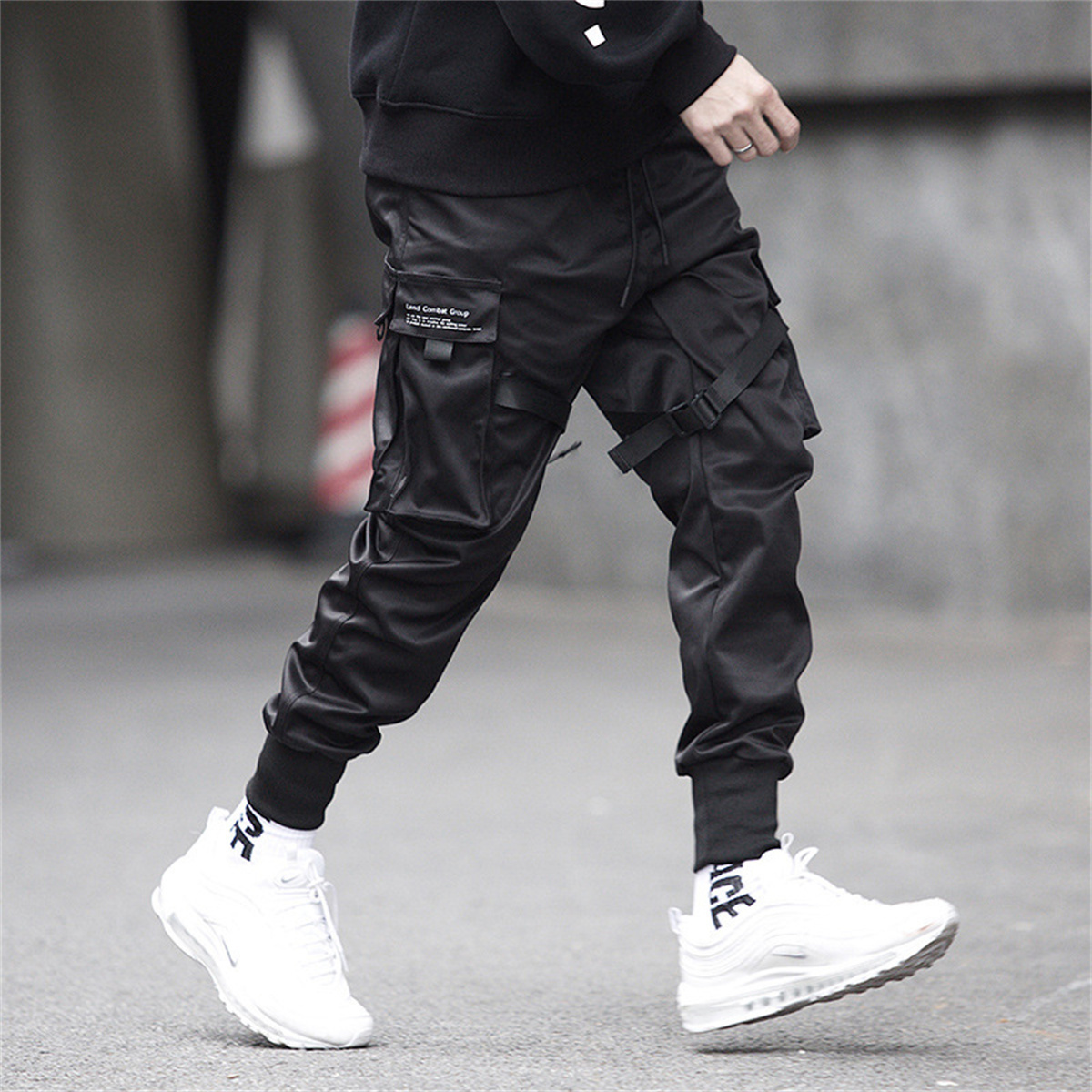 Celana kargo hitam Hip Hop, ce - Streetwear Brand Clothing ulasan dan harga