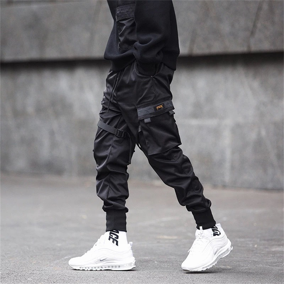 Celana kargo hitam Hip Hop, ce - Streetwear Brand Clothing ulasan dan harga